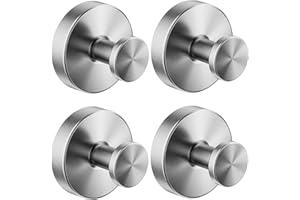 WZKALY Suction Cup Hooks for Shower, Stainless Steel No Dilling Robe Hooks, Brushed Nickel Suction Cup Removable Towel Hooks 