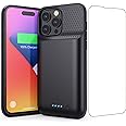 QTshine Battery Case for iPhone 14 Pro Max,14 Plus and 13 pro Max, Real 8600mAh Rechargeable Smart Extended Charging Case, Ultra-Slim Portable Protective Battery Pack (6.7 inch) Black