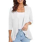 Urban CoCo Women's 3/4 Sleeve Casual Cardigans for Women Trendy Open Front Lightweight Cover Ups