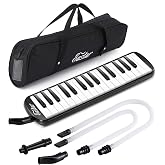 Eastar 32-Key Melodica Beginners Air Piano Keyboard, Tubes &amp; Case, Black