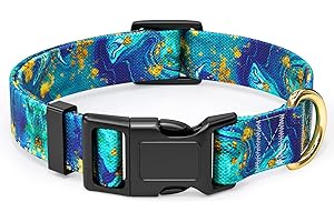 Rnivvi Dog Collar for Small Dogs, Cute Marble Heavy Duty Adjustable Puppy Collar with Quick Release Buckle for Girl & Female,