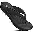 AEROTHOTIC Comfy Open Toe Arch Support Flip Flops for Women Cushion Padded Stylish Straps Dressy Sandals Walking Travel Beach Wear