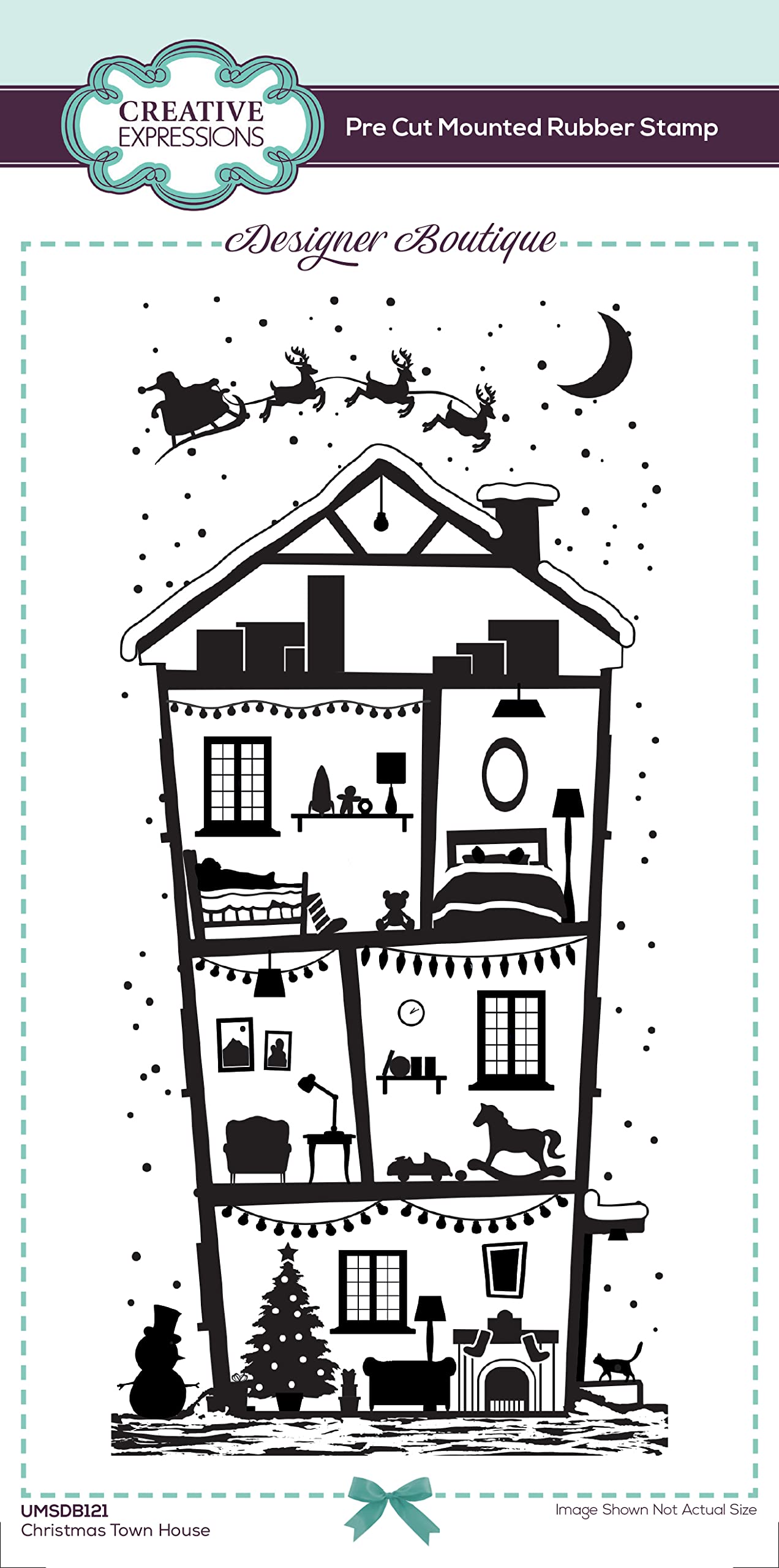 Creative Expressions Designer Boutique-Christmas Town House-Cling Stamp, Grey Rubber, DL Size