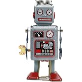 Toyvian Vintage Wind Up Robot, Tin Mechanical Walking Figurine | Retro Clockwork Robot Model for Desktop Decor, Home Office Display Collectors and Decorative Projects