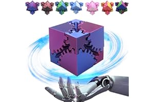 AICOOFEST Gear Sphere Gear Cube 3D Printed Gear Ball Spin Cube Fidget Toy Relieving Stress & Anxiety, Fidget Cube GearSphere Desk Toy, Whirling Wonder Fidget for Sensory and Autism (Laser Red Blue)