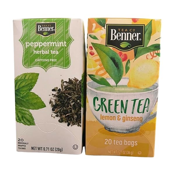 TEA CO BENNER PEPPERMINT AND GINSENG TEA BAGS...