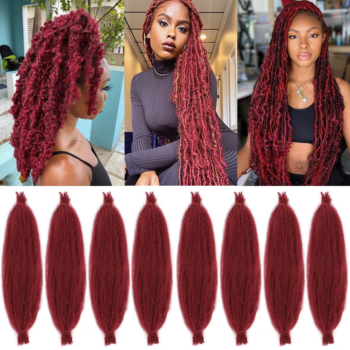 Leeven 12 Inch Pre-Separated Springy Afro Twist Hair 8 Packs - Black Pre-fluffed Kinky Marley Hair Extensions — image 1