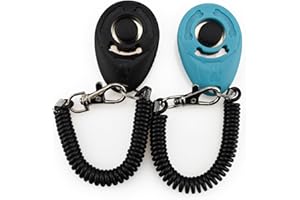 Homrich Pet Training Clicker for Cat Horse Bird Puppy, with Wrist Strap 2 Pack Portable(Black+Blue)