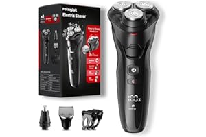 rategist Cordless Electric Razor for Men: 3-in-1 Shaver for Beard/Nose/Sideburns -Turbo Speed & Precision Blades - IPX7 Waterproof Travel Kit - Deep Grey