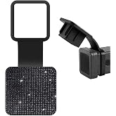 OUCPC Bling Trailer Hitch Cover with Black for Any 2" Receivers - Rubber Hitch Tube Cover Plug Cap