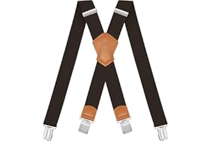 Dresime Suspenders for Men and Women Adjustable X Back 1.57 Inch Wide Elastic Heavy Duty Braces with Strong Metal Clips