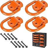 LENHINOR 1/2" Heavy Duty Steel D Rings Tie Down Anchors,Heavy Duty 12000 LBS Capacity Trailer Accessories,Strength Tie Down Anchors Hooks, for Trailers, Trucks, and Cargo with Screws & Bolts(Orange)