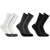 Carhartt Men's Midweight Cotton-Tencel Vertical Logo Crew Sock 3 Pack