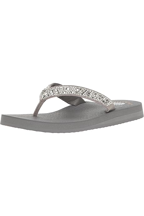 silver yellow box flip flops