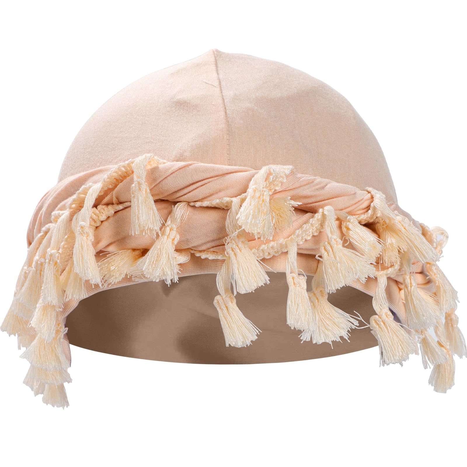 Tassel Turban for Men,Vintage Twist Head Wraps for Men Satin Lined Head Wraps for Adults Hiking Sports Outdoor Activities (UK, Alpha, One Size, Beige)