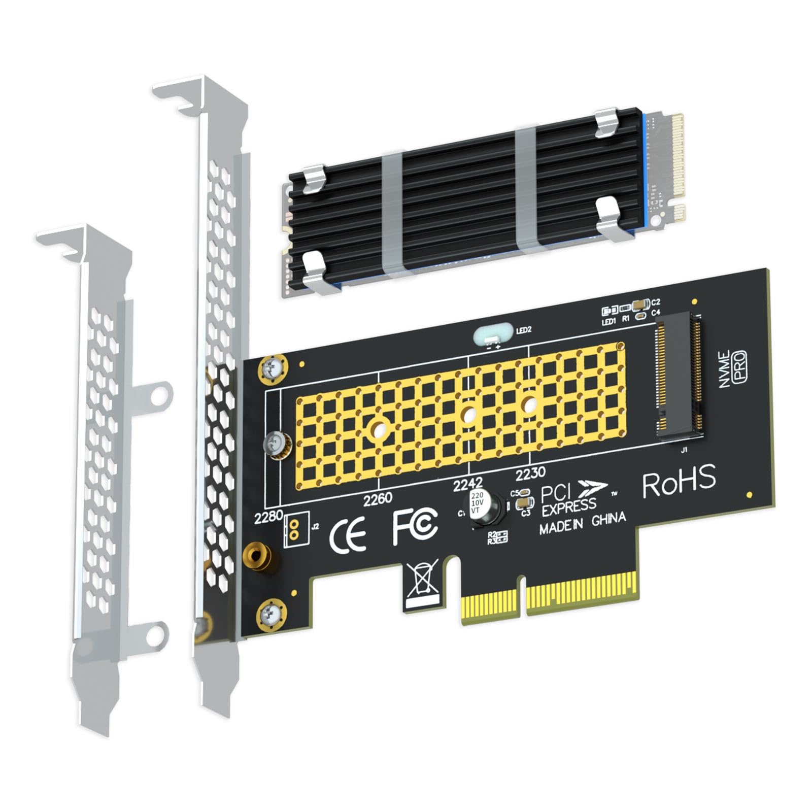 GLOTRENDS PA09-HS M.2 NVMe to PCIe 4.0 X4 Adapter with M.2 Heatsink for M2 NVMe SSD