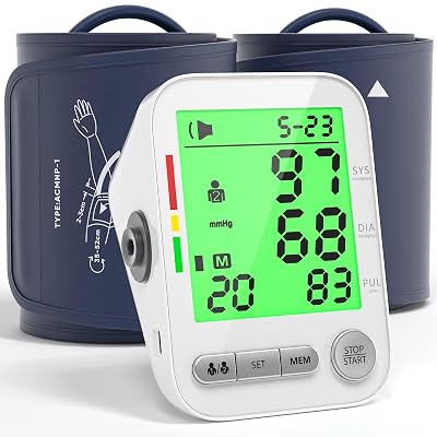 Blood Pressure Machine Upper Arm, Arm Electronic Sphygmomanometer with 2 Cuffs, Digital Upper Arm BP Machine, LCD Display, 9"-17" Medium and 13"-21" XL Cuff
