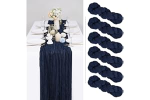 SHOWGEOUS 6 Pack Navy Blue Cheesecloth Table Runner Gauze Table Runner 10FT Long Semi-Sheer Table Runner Boho or Rustic Wedding Table Decor for Wedding Decor Arch Draping Bridal Shower Holiday Party