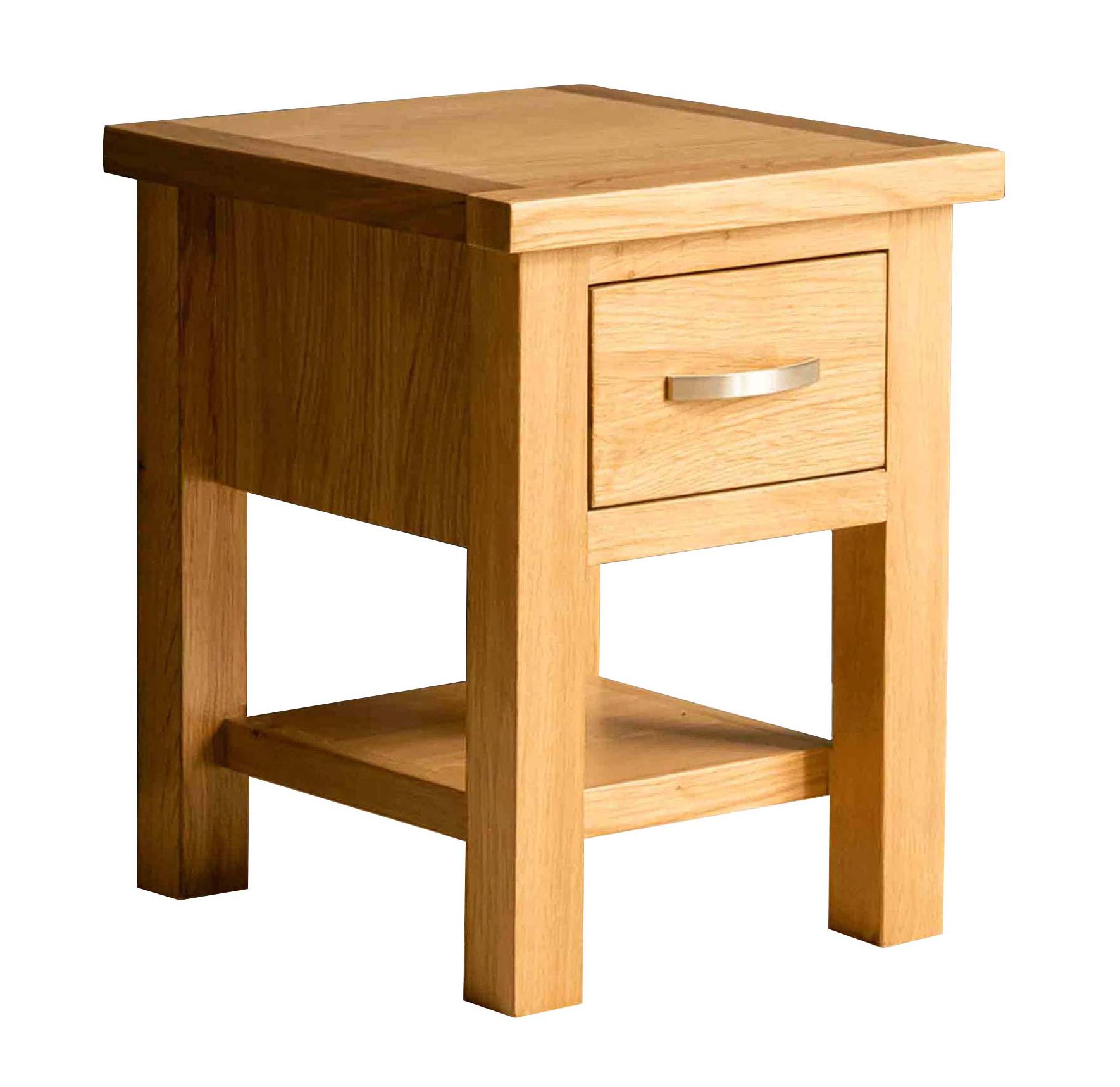 RoselandFurniture London Oak Lamp Table with Storage Drawer | Contemporary Solid Wood Side End Sofa Table for Living Room, Hallway or Bedroom, Fully Assembled
