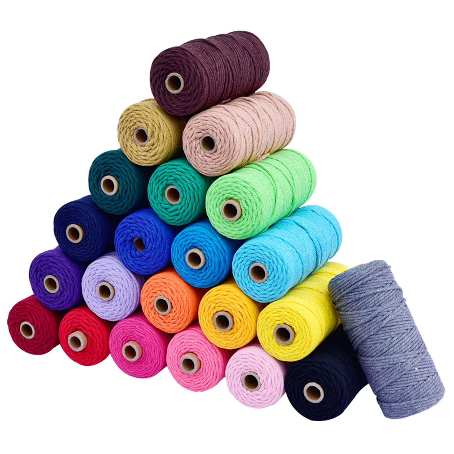 Dtmeng Yarn for Macrame Macrame Cord 3 mm 100 m Coloured Cotton Thread Natural Yarn Macrame Rope Cord Knitting for Wall Plants Hanging Baskets Wall Hanging (Khaki)