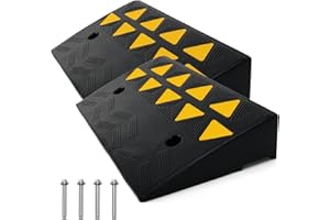 Pyle Rubber Curb Ramp 2PC Set, Heavy-Duty Driveway Ramp 4.1" Rise, 55,000 lbs Capacity, 19” L x 11.82” W, High-Density Waterproof Threshold Ramps for Cars, Trucks, Wheelchairs, Garage & Sidewalk