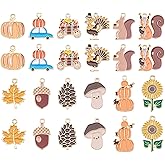 Spritewelry Thanksgiving Charms for Jewelry Making Turkey Squirrel Charms Fall Charm Cute Fall Animal Metal Pendant for Thanksgiving DIY Crafts
