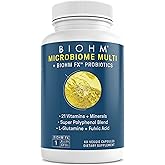 BIOHM Multivitamin for Women & Men, Microbiome Multi with Probiotics (60 Capsules, 30 Servings) 21 Vitamins & Minerals, Green Tea, Glutamine & Antioxidants, Non-GMO, Gluten Free, Vegetarian
