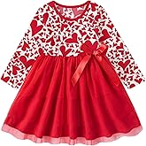 Vieille Toddler Girls Valentine's Day Tulle Dress Long Sleeve Princess Party Tutu Dresses 2-6 Years
