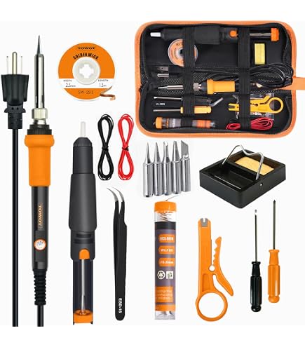 Kit Fer à Souder 100W Réglable 180-520°C – 15 En 1 Avec Multimètre, Pompe à Dessouder, 5 Pannes, Fil Soudure Et Accessoires