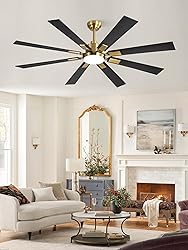 ZMISHIBO 62 Inch Black and Gold Ceiling Fans with