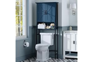 MXARLTR Over The Toilet Storage Cabinet, Over Toilet Bathroom Organizer with Doors Above Toilet Storage Cabinet Spacesaver Rack Behind Toilet Bathroom Organizer Over The Toilet Storage (Ultramarine)