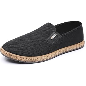 Men's Black Fashion Casual Cloth Shoes Canvas Slip-on Breathable Loafers Espadrille Walking Sneakers Moccasins Boat Shoes