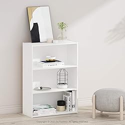 Furinno Pasir 3-Tier Open Shelf Bookcase, Plain White