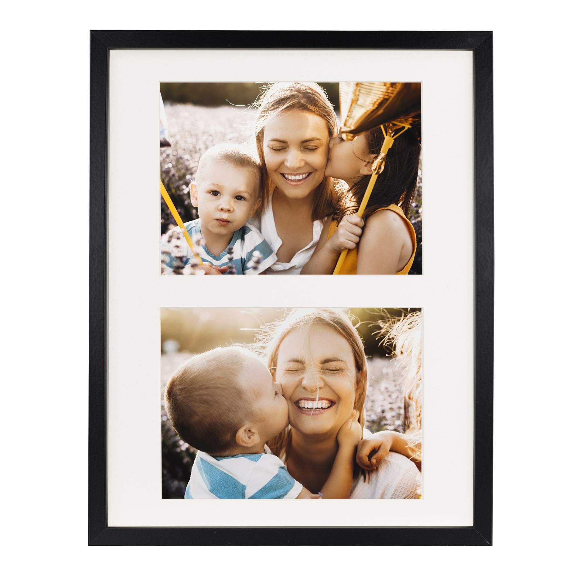 BD ART 11 x 14-Inch 2 Aperture Collage Photo Frame with mount for 2 pictures 6 x 8-Inch, BLACK