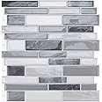 WOWSTAR 10-Sheet Peel and Stick Backsplash Tiles, Marble Look Kitchen Backsplash Tiles, 12"x12" (Gray)