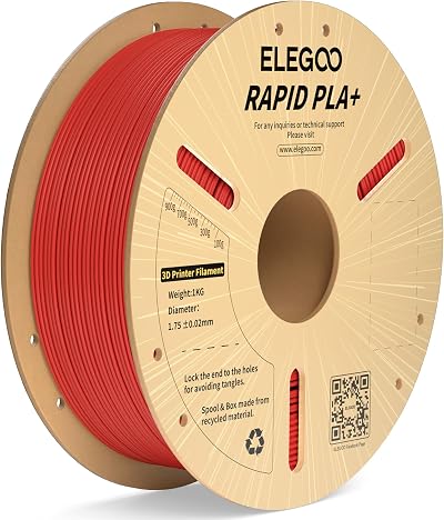 ELEGOO Rapid PLA Plus Filament 1.75mm Red 1kg High Speed 600mm/s