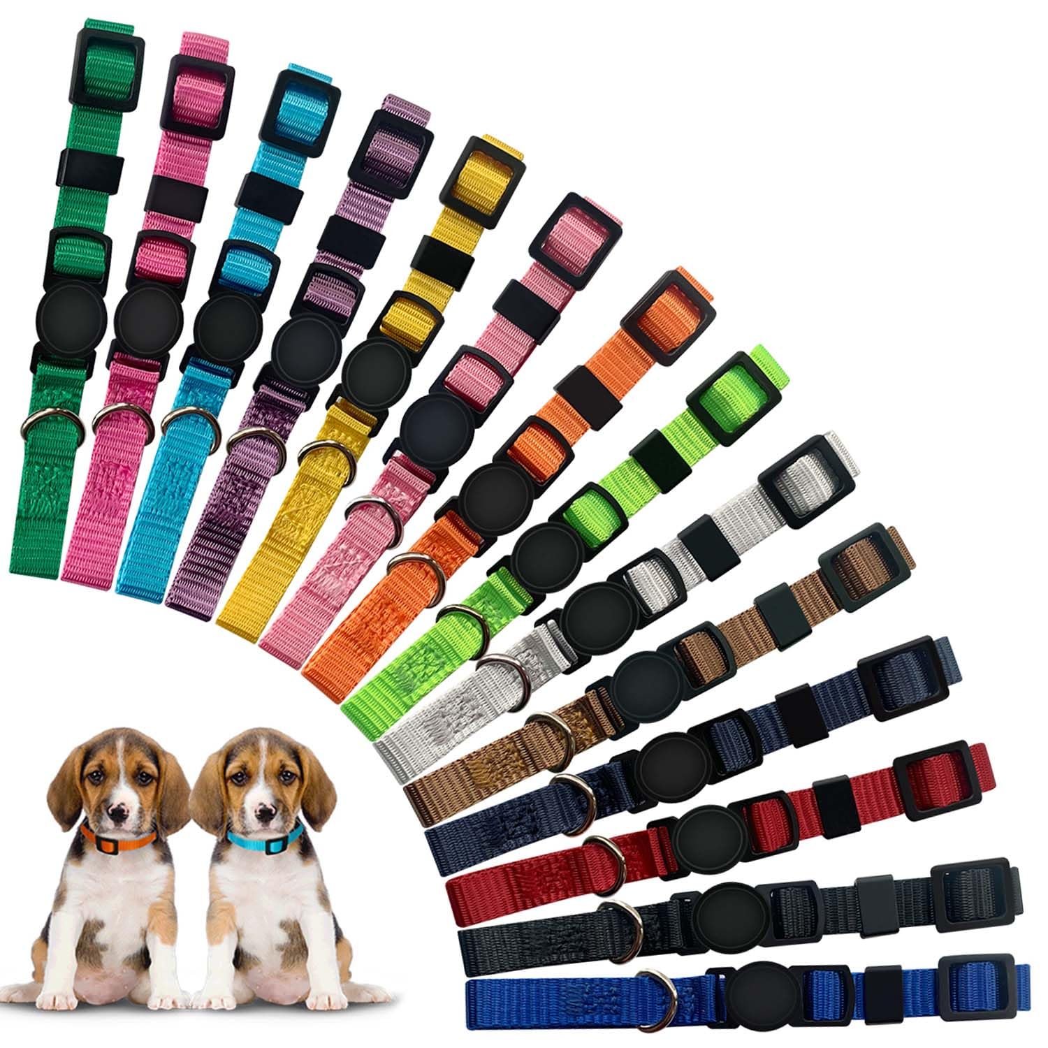 Puppies Whelping Collars 14 Colors Soft Nylon Puppy ID Collar Adjustable Breakaway Safety Whelping Litter Collars for Newborn Pet Puppy Kitten（S）