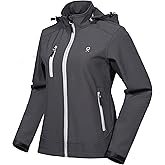 Little Donkey Andy Women’s Softshell Jacket, Ski Snowboarding Jacket with Removable Hood, Fleece Lined