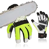 Vgo... Leather Chainsaw Gloves,left-hand Saw Protection(GA9767CS/GA8912) | goatskin,saw protection EN ISO 11393-4 level 1,snug fit,forestry,logging,tree felling,arborist,wood cutting,firewood