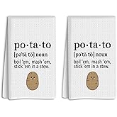 SDFBFVSA 2 Pcs Cute Potato Kitchen Decor Hand Towels, Absorbent Waffle Weave Bath Towel Kitchen Dish Guest Towels for Kitchens Homes Bathrooms Restaurant Hotel Cafe Farmhouse Dinner Party Decor