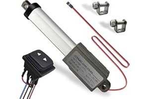UYGALAXY 2" Stroke 12V Micro Linear Actuator with Momentary Switch, 188N/42lb Mini Small Electric Motion Actuators Waterproof Speed 5mm/s w/Mounting Brackets, Polarity Reverse Switch for Robot Window Opener