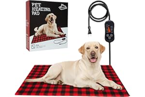 LEPAWIT Pet Heating Pad, Adjustable Temperature Heated Dog Bed with Timer, Outdoor Waterproof Pad with Anti-Chew Cord, Overheat Protection Warming Mat for Small Medium and Large Dogs (L:23.6"x35.4")