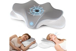 FGNTWP Cervical Neck Pillow for Pain Relief, Ergonomic Contour Pillow for Sleeping, 2 Heights Cooling Pillow for Neck and Shoulder Support, Memory Foam Orthopedic Pillow for Side Back Stomach Sleepers