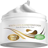 VITAMINS hair cosmetics Keratin Leave in Conditioner for Dry Damaged Hair - Curl Defining Cream for Frizz Control, Detangling & Ultimate Hydration - For Thick Coarse Straight & Curly Hair