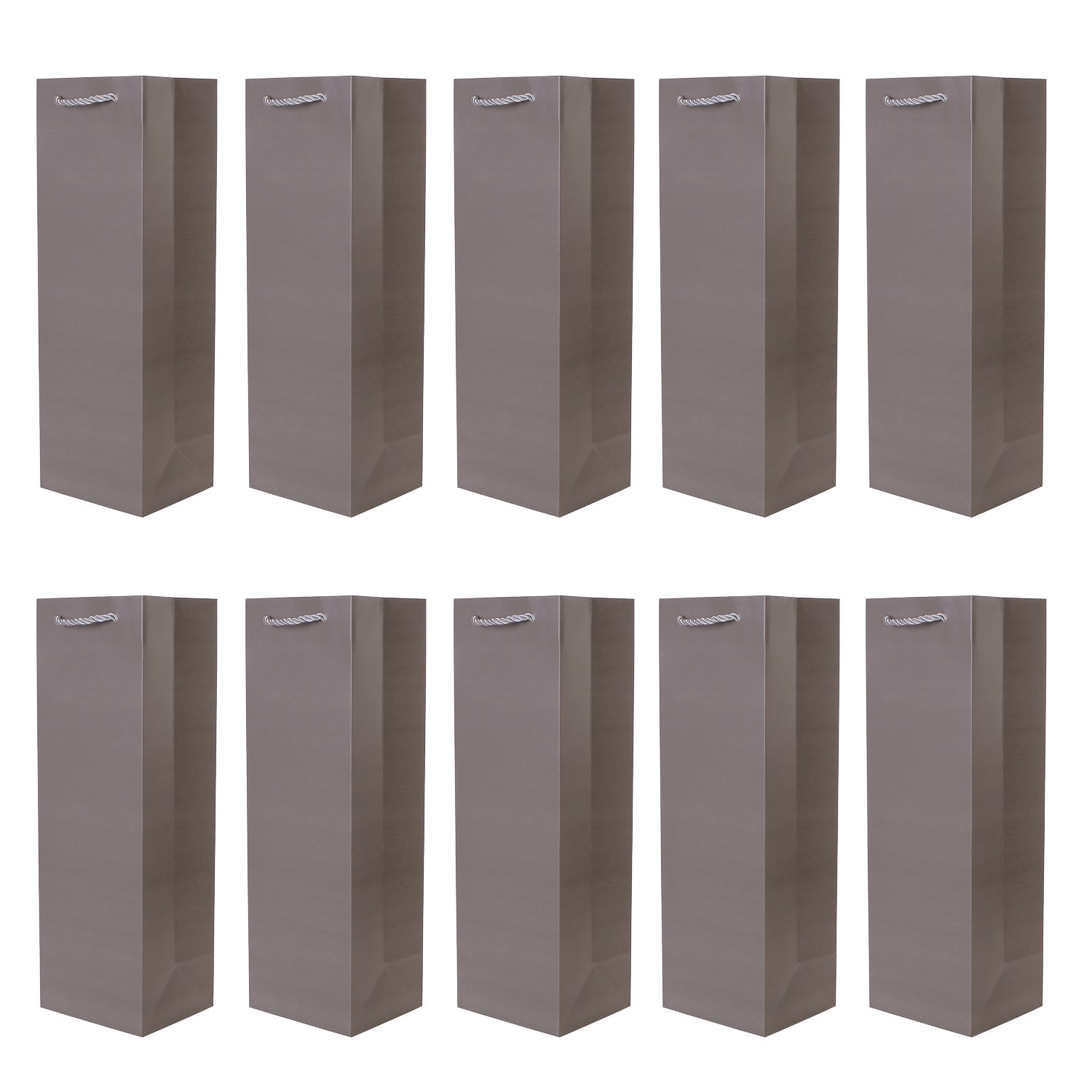 Pack of 10 noble bottle gift bags grey for wine sparkling wine and champagne 36 cm x 12 cm x 10 cm - 14.17" x 4.72" x 3.94"