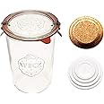 Weck Canning Jar 743-3/4 L Weck Mold Jars made of Transparent Glass - Eco-Friendly Canning Jar - Food Storage Containers with Lids Airtight – 1 Jar with Keep Fresh Cover