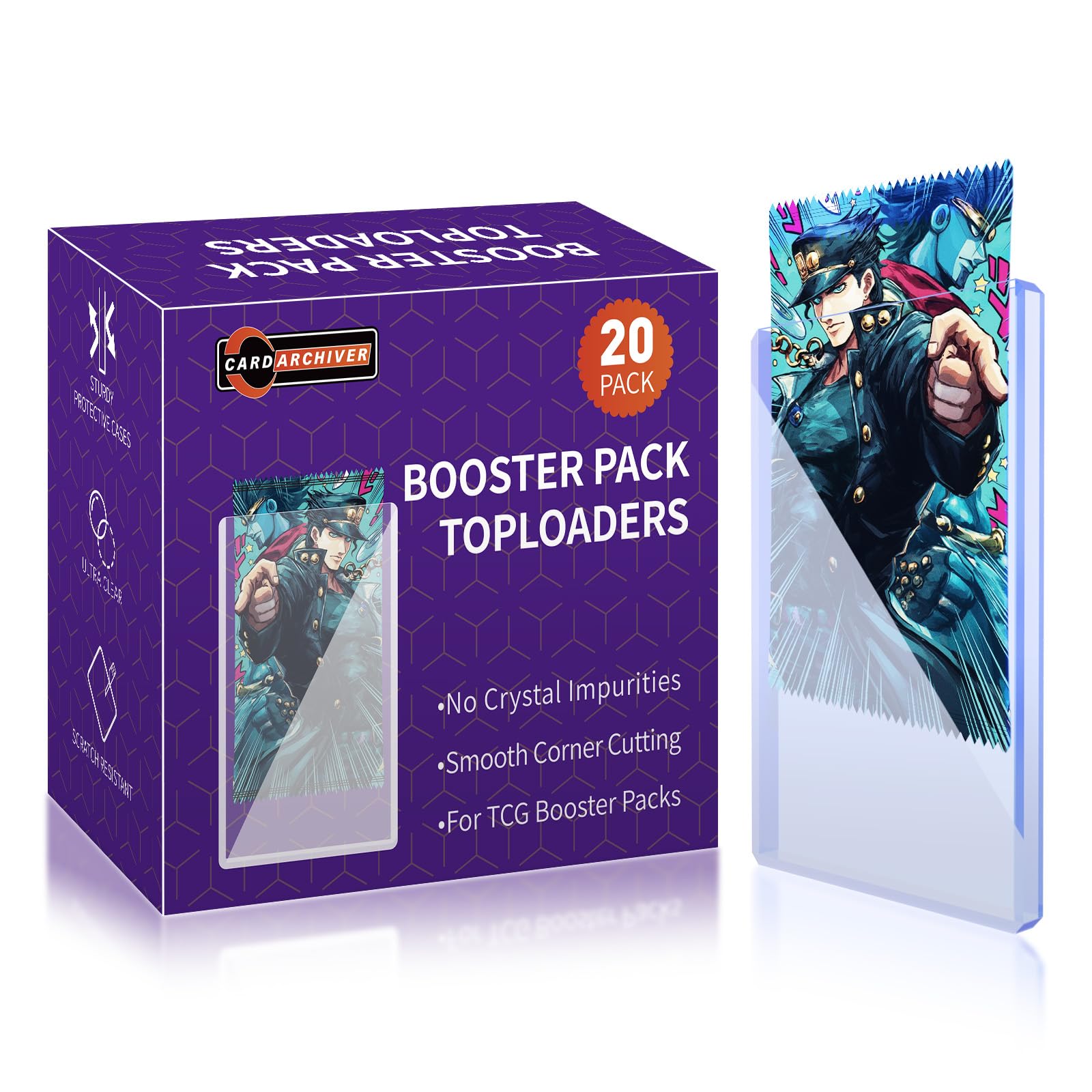 Photo 1 of 20-Pack Booster Pack Protector - Card Booster Pack Toploaders, Booster Pack Sleeeves, Premium UV-Protected Hard Plastic Protector Case, Fit for Standard Size Booster Packs