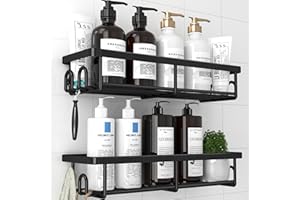 Kitsure Shower Caddy - 2 Pack Rustproof Stainless Steel Shower Organizer, No-Drill & Quick-Dry Shelves with Large Capacity, D