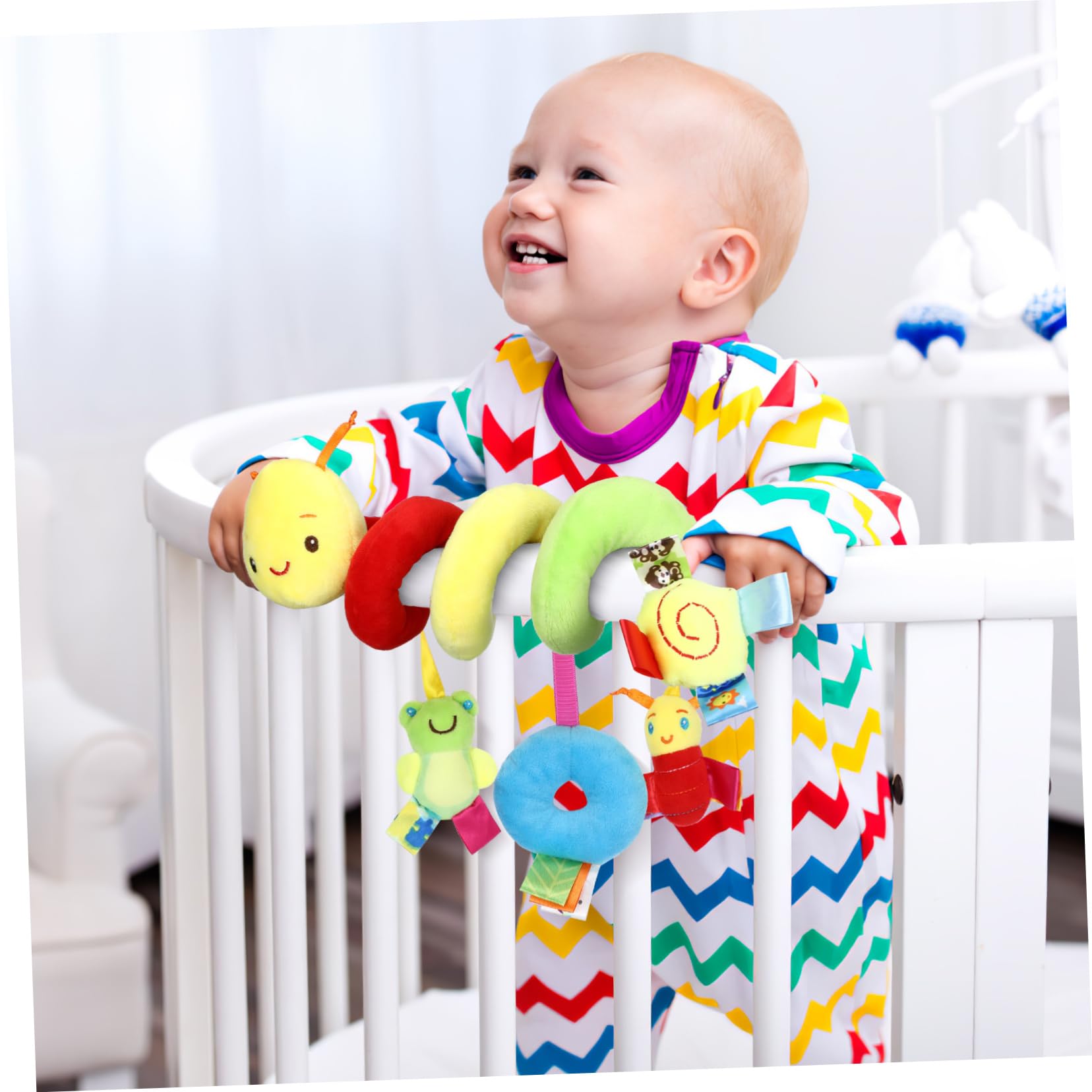 ifundom Car Seat Toys, Toys for Car Seat Crib Mobile Bed Around Rattle Bell Cartoon Insect Stroller Hanging Stuffed Wrap Spiral Safety Plush Toys for Crib Bed Stroller Car Seat Bar