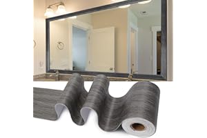 WADILE 32ft x 3.94" 3D Wood Grain Wallpaper Border Mirror Frame Removable Waterproof, Peel and Stick Wall Paper Border Decor Self Adhesive, Kitchen Bathroom Sticker, Dark Gray